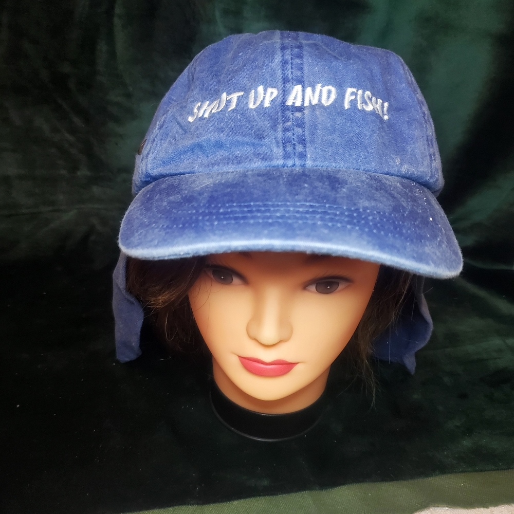 Sport Fishing Fisherman Hat Cap Blue Denim Neck Flap Jhats Adjustable Buckle Sun